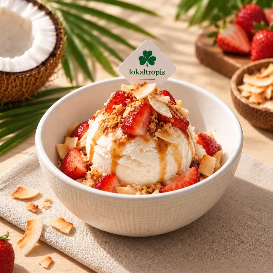 Coconut Cloud Strawberry — coconut ice cream with fresh strawberry and toasted coconut.